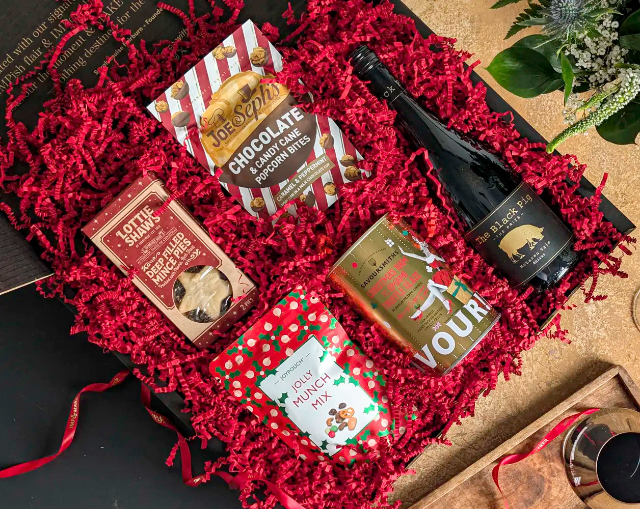 Red Wine & Festive Treats Gift Hamper | IMP & MAKER