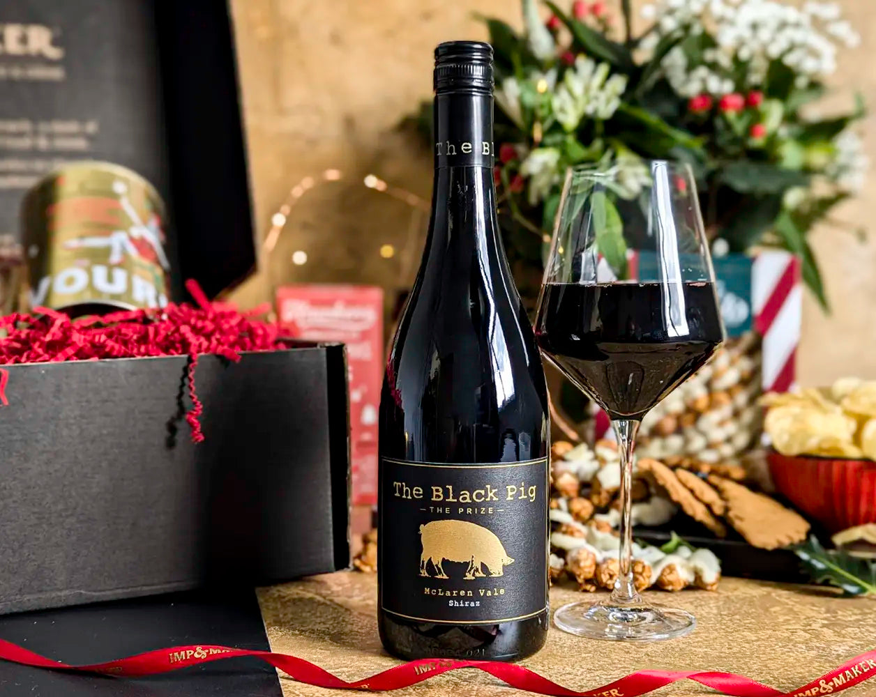 Christmas Red Wine & Festive Treats Gift Hamper | IMP & MAKER