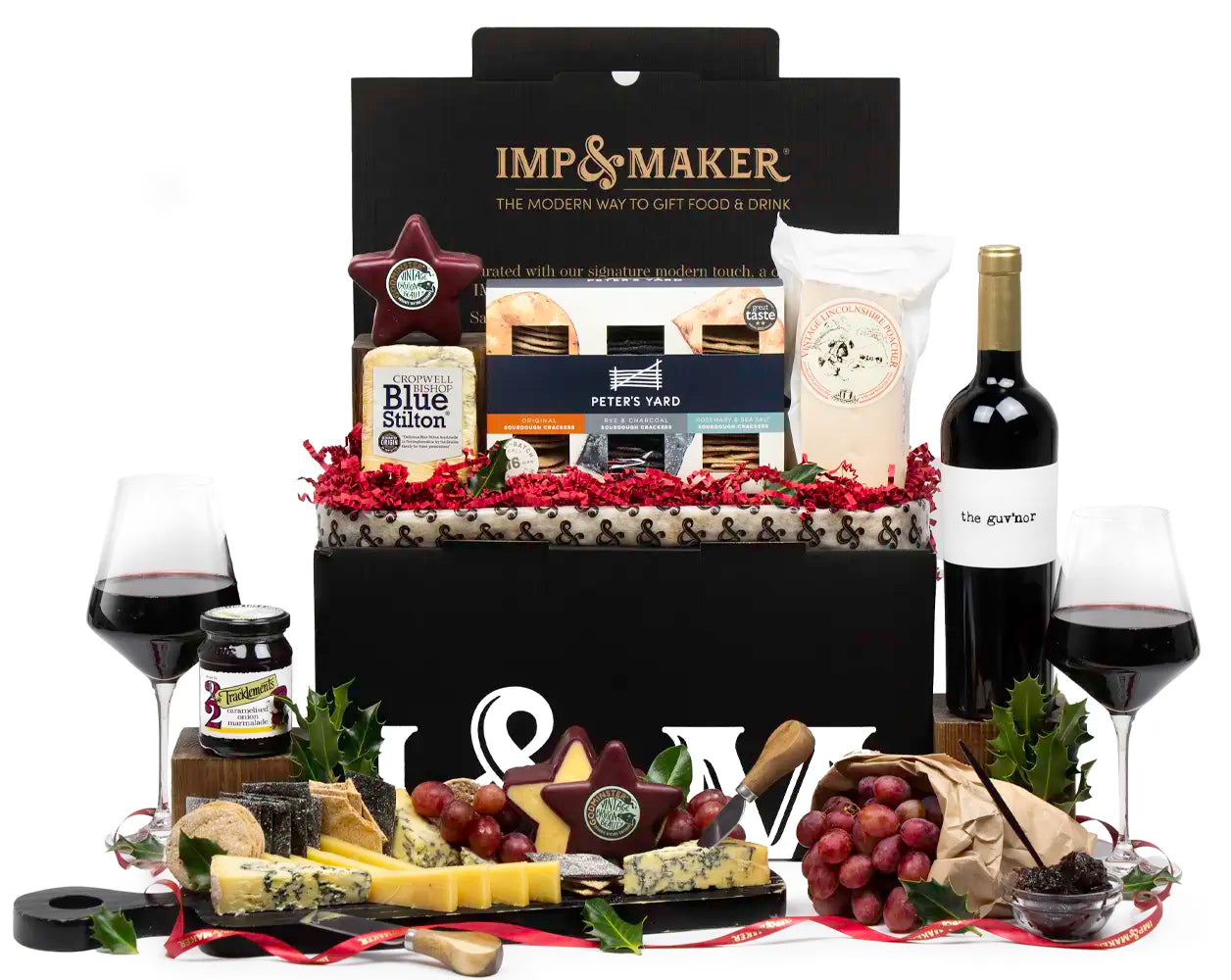 Signature Christmas Cheese Board & Red Wine Gift Hamper| IMP & MAKER