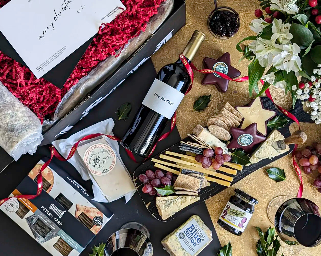 Signature Christmas Cheese Board & Red Wine Gift Hamper| IMP & MAKER