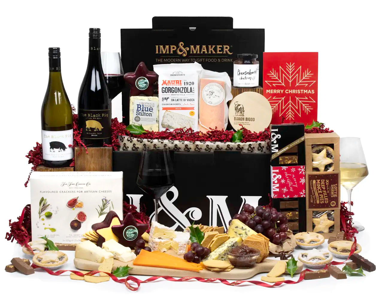 The Perfect Christmas Pairing Cheese and Wine Hamper | IMP & MAKER