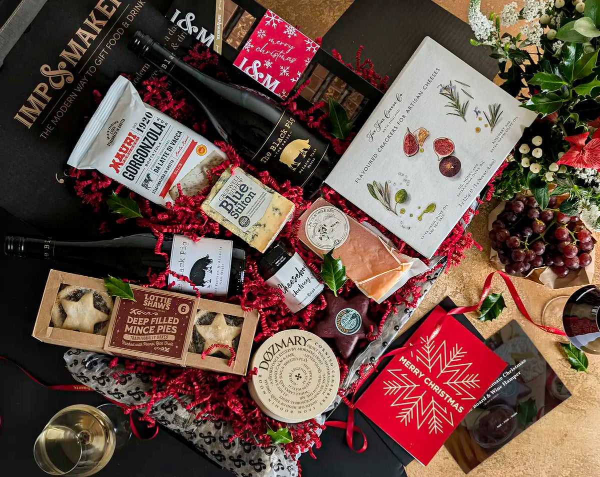 The Perfect Christmas Pairing Cheese and Wine Hamper | IMP & MAKER