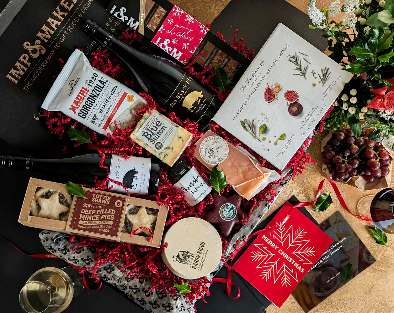 The Perfect Christmas Pairing Cheese and Wine Hamper | IMP & MAKER