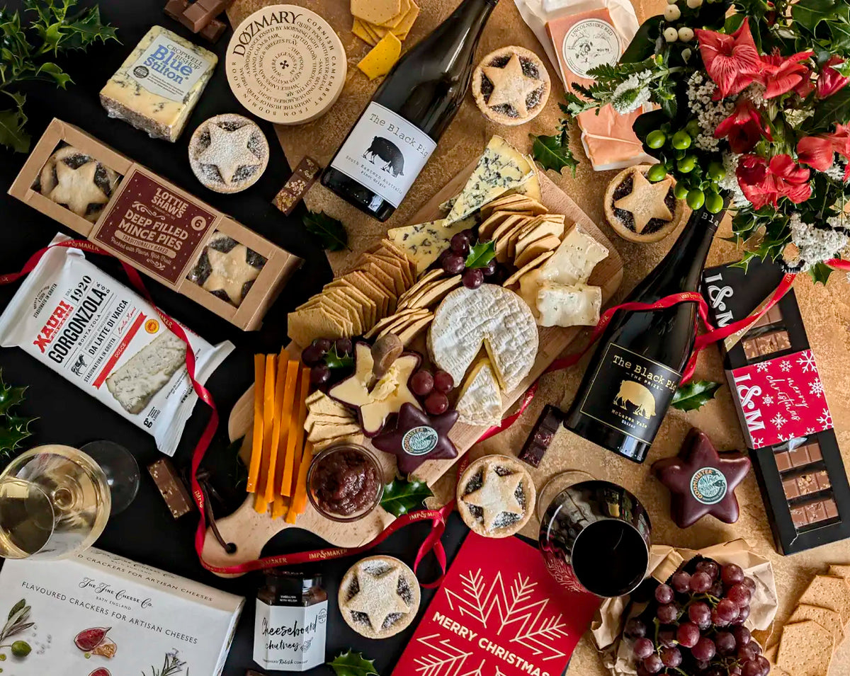 The Perfect Christmas Pairing Cheese and Wine Hamper | IMP & MAKER