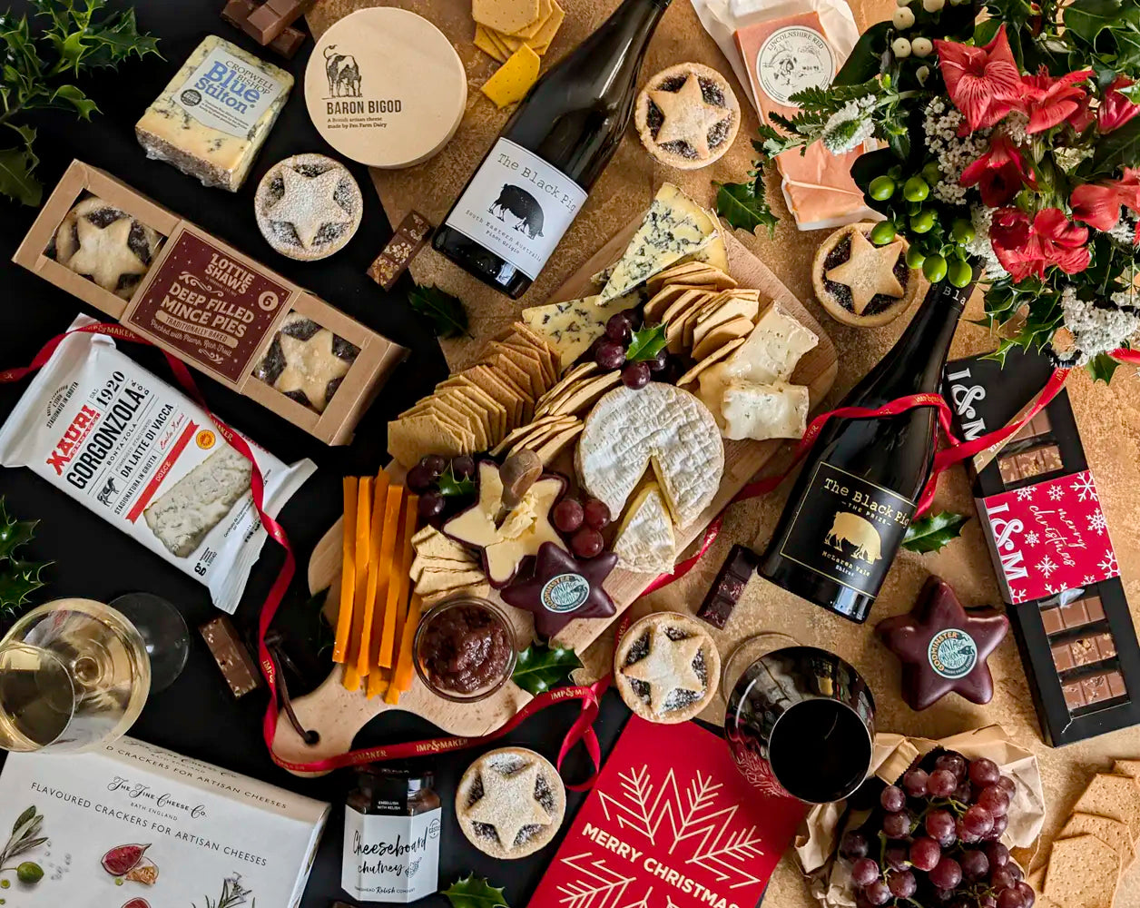 The Perfect Christmas Pairing Cheese and Wine Hamper | IMP & MAKER