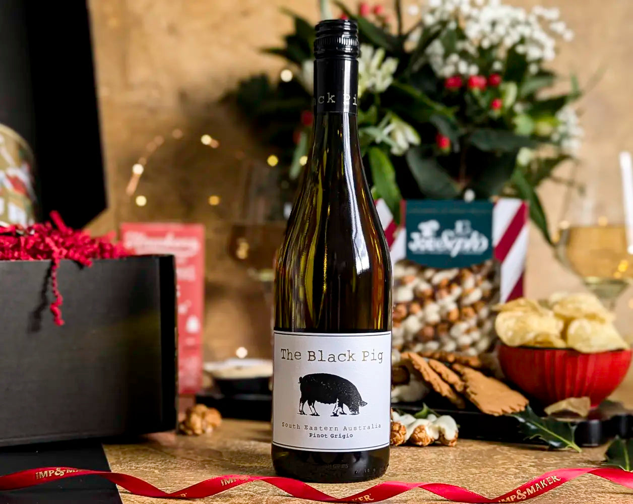 Christmas White Wine & Festive Treats Gift Hamper | IMP & MAKER