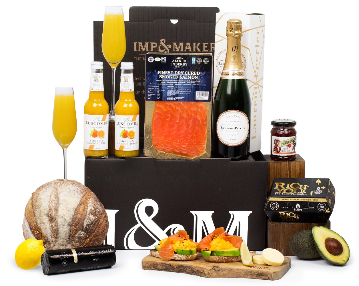 Ultimate Champagne & Smoked Salmon Breakfast Hamper - IMP & MAKER