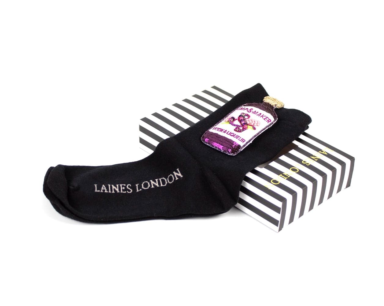 Limited Edition Socks With Premium Deluxe Vodka Bottle Brooch By Laines London - IMP & MAKERLaines LondonSOCKSIMP & MAKERLimited Edition Socks With Premium Deluxe Vodka Bottle Brooch By Laines London