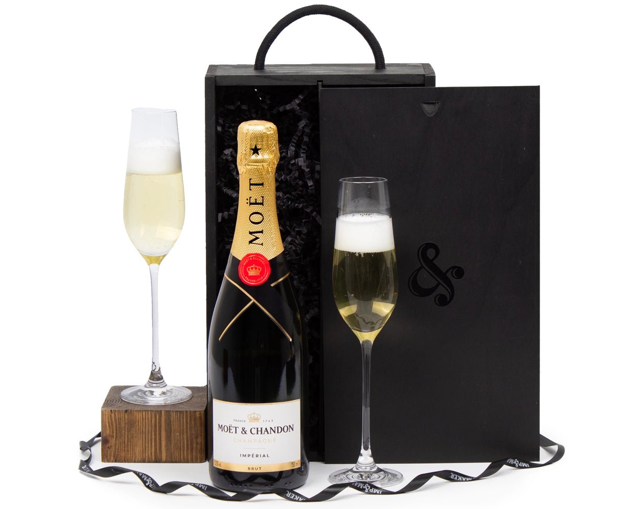 Moët & Chandon Impérial Brut & Champagne Flutes in Wooden Box Gift - IMP & MAKERIMP & MAKERBOX219IMP & MAKERMoët & Chandon Impérial Brut & Champagne Flutes in Wooden Box Gift