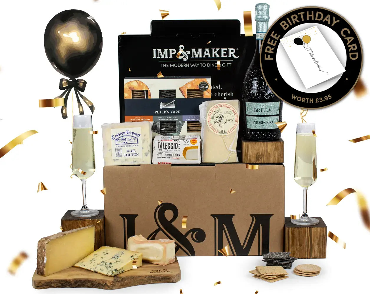 Birthday Prosecco & Cheese Gift Hamper - IMP & MAKER