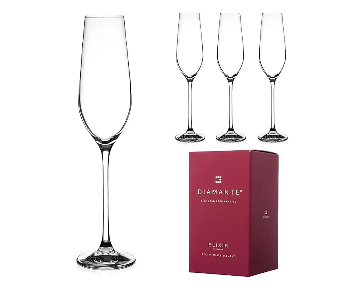 Set of 4 Diamante Champagne Flutes - IMP & MAKER