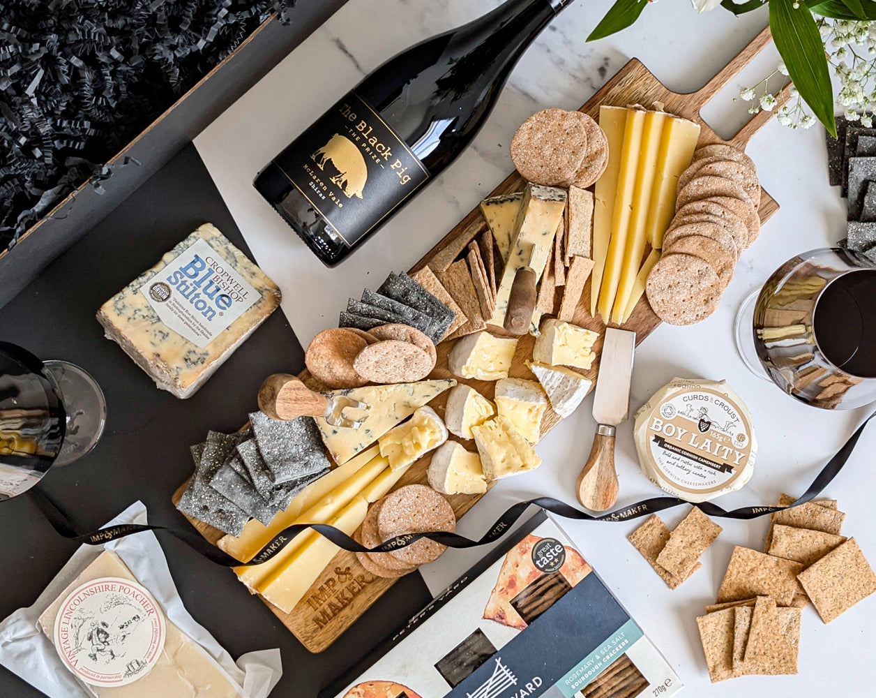 The Black Pig Red Wine & Artisan Cheese Gift Hamper | IMP & MAKER