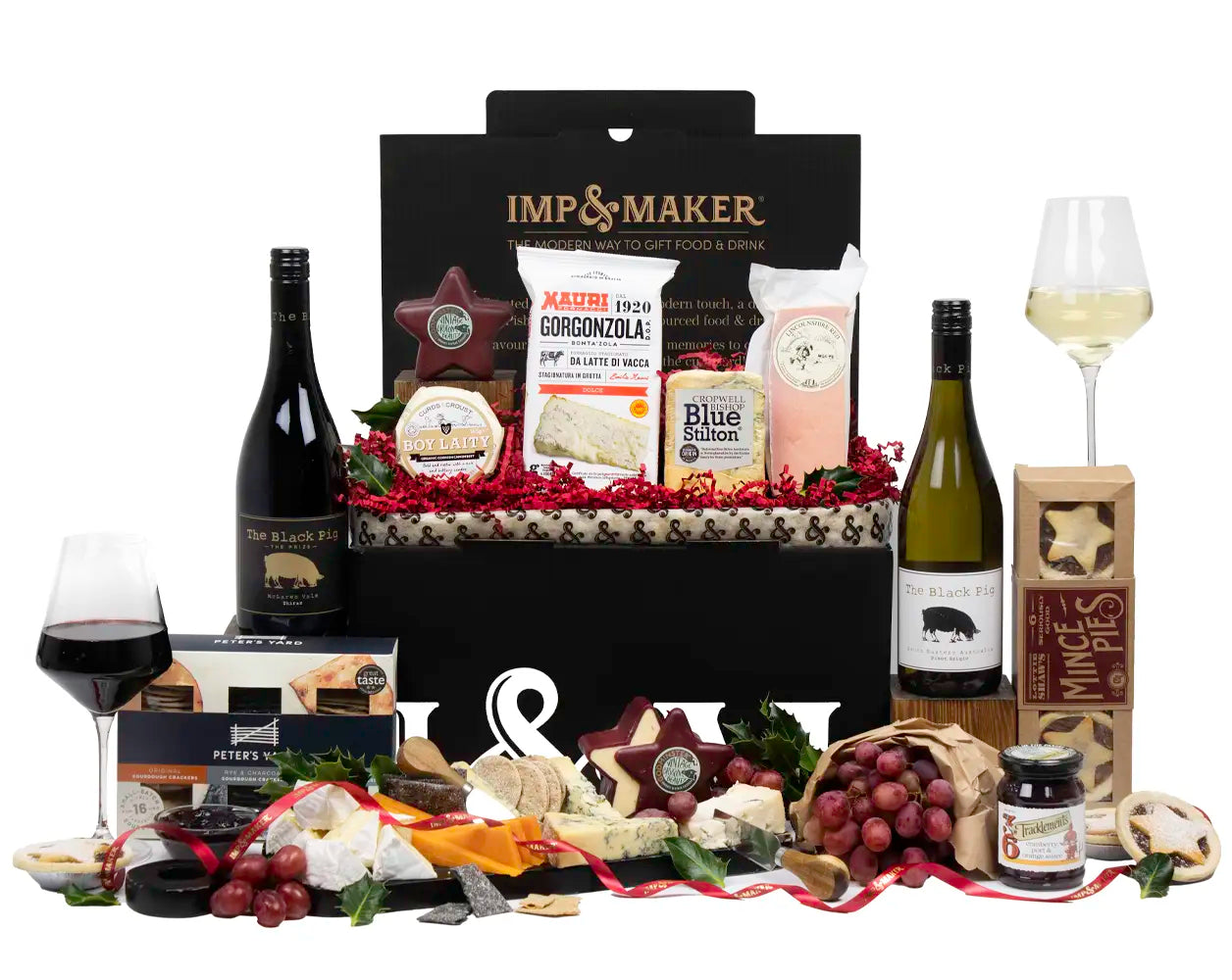 The Perfect Christmas Pairing Cheese and Wine Hamper | IMP & MAKER