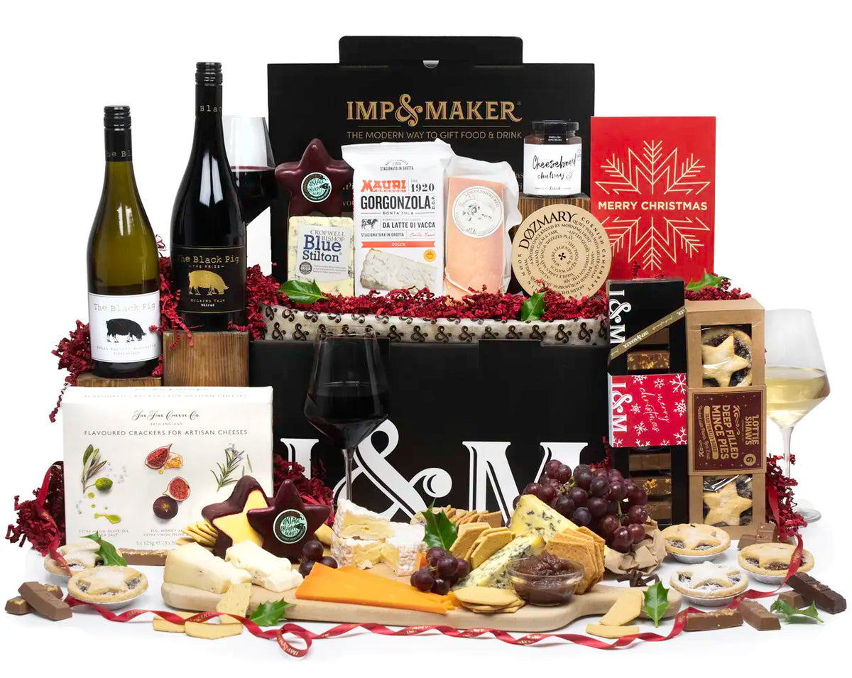 The Perfect Christmas Pairing Cheese and Wine Hamper | IMP & MAKER