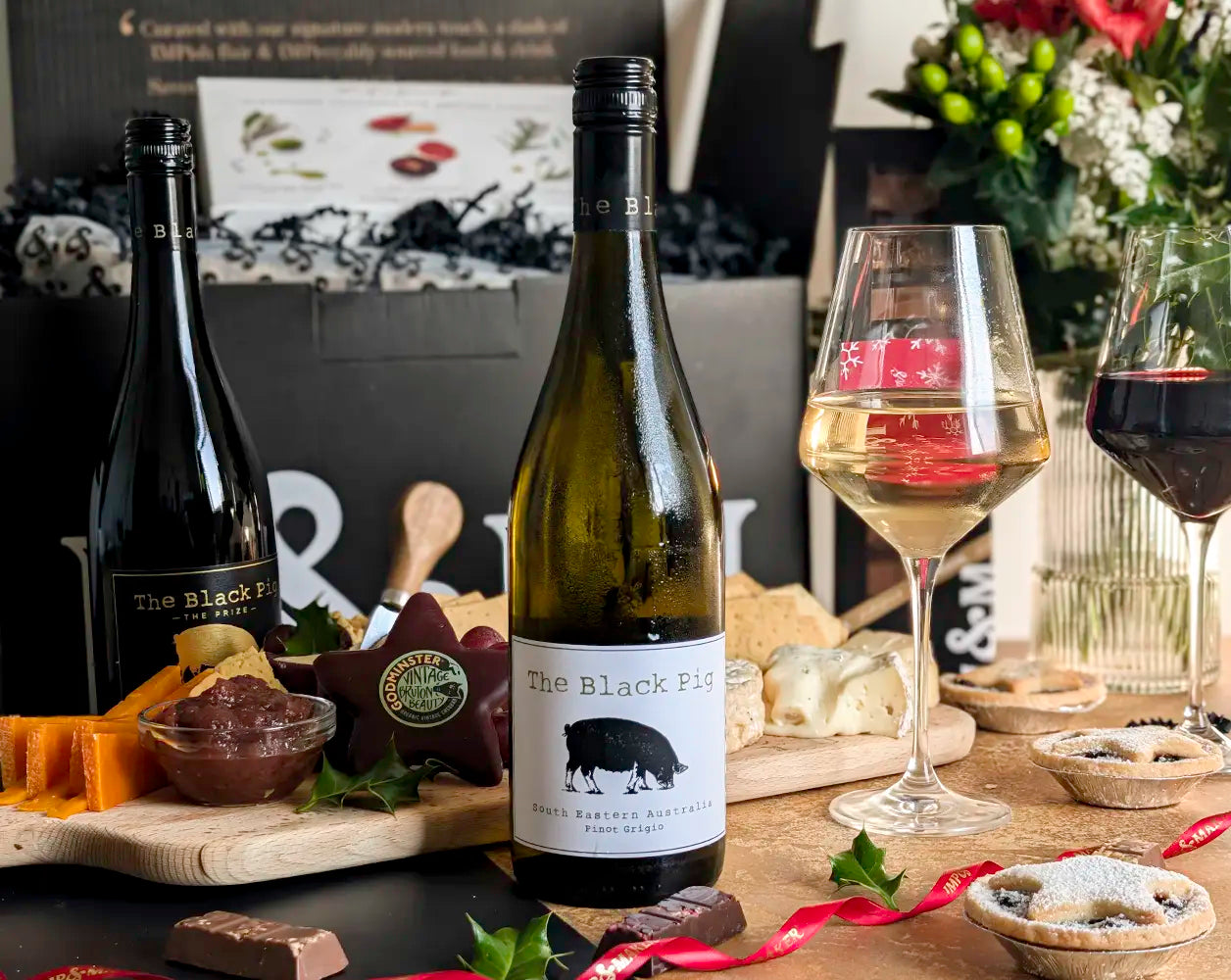The Perfect Christmas Pairing Cheese and Wine Hamper | IMP & MAKER