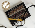 Box of chocolates with 'Vegan Friendly' label and 'IMP & MAKER' branding on a light background