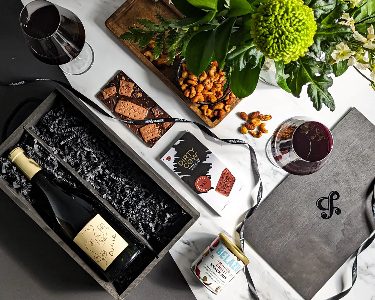Vegan amie Red Wine Gift Set in Wooden Box - IMP & MAKER