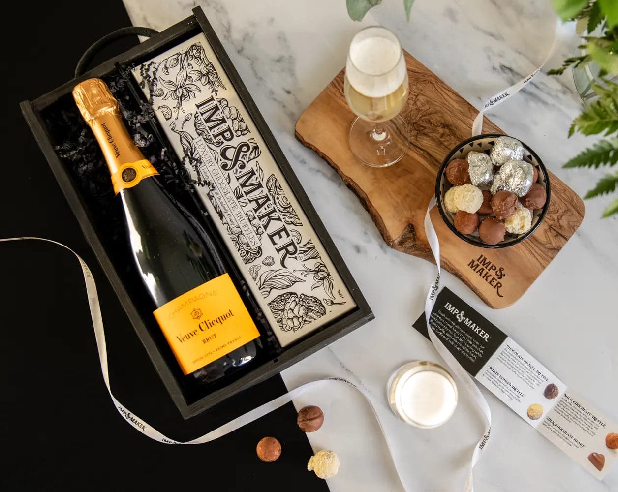 Veuve Clicquot Champagne & Signature Chocolate Wooden Box Gift - IMP & MAKERIMP & MAKERBOX203