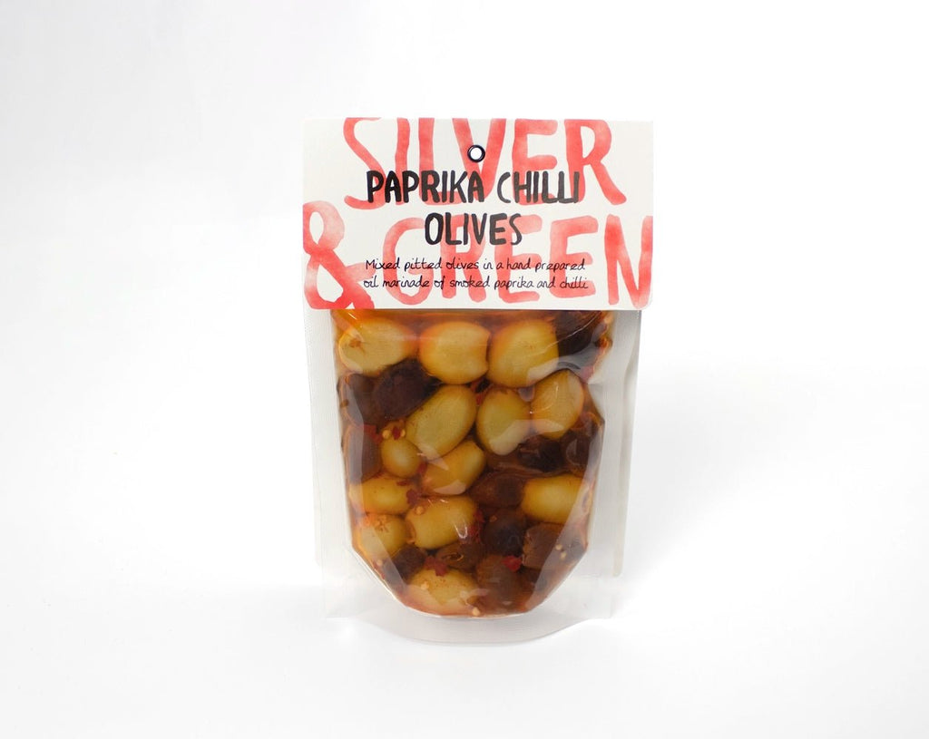 Silver and Green Olives Paprika Chilli 220g - IMP & MAKER